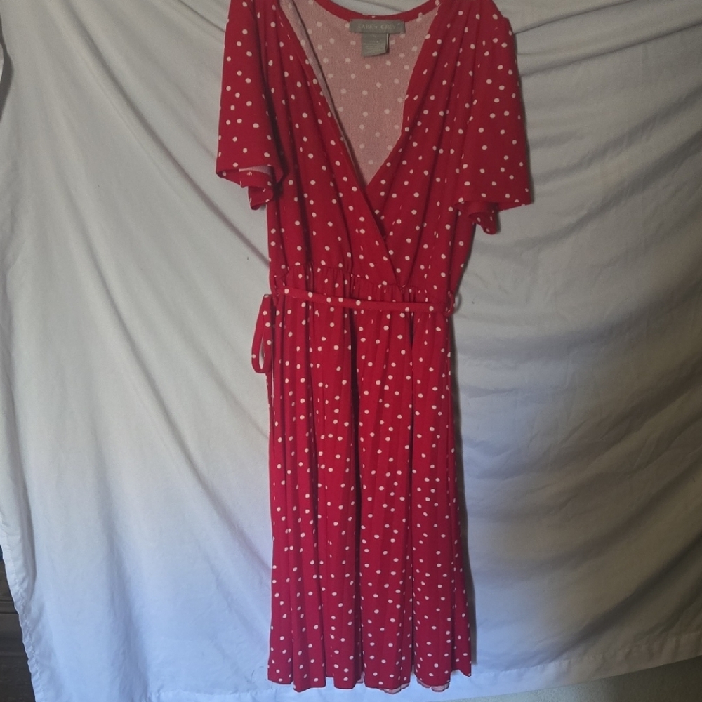 Red Polka Dot Wrap Midi Dress - Lark+Grey